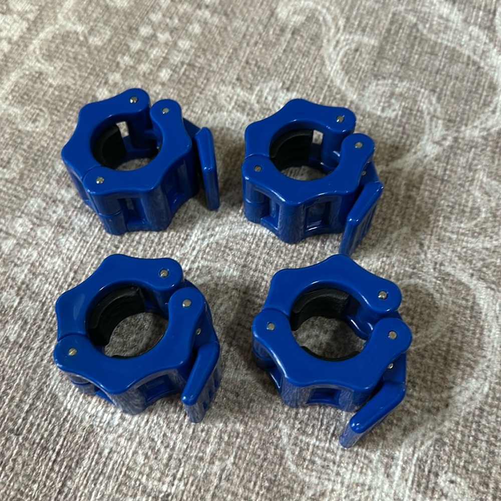 Blue Barbell Clamps Collars Quick Release Pair Weight Clips for 2" Bar